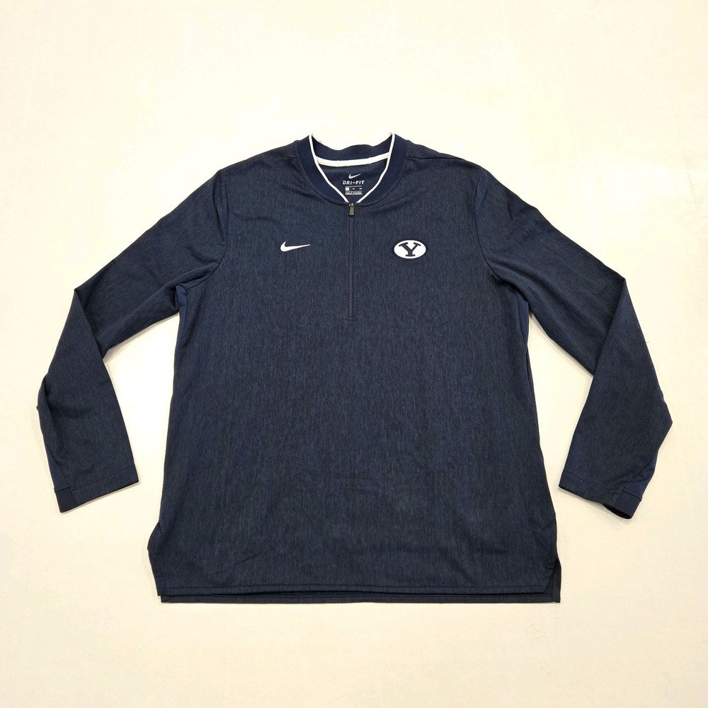 NIKE DRI-FIT BRIGHAM YOUNG COUGARS BYU 1/4 ZIP FOOTBALL PULLOVER FIELD JACKET XL